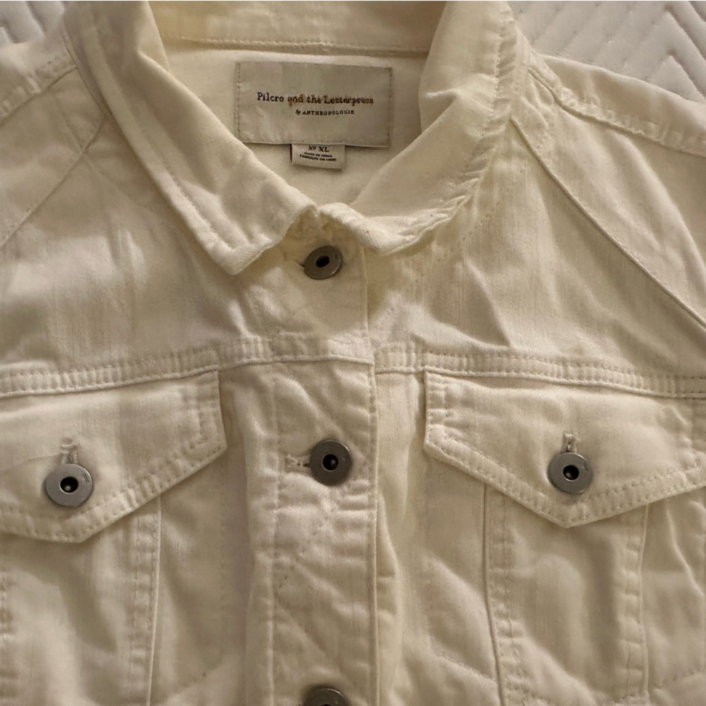 Pilcro and the Letterpress Cream Jean Jacket with Embroidered Hem - Picture 3 of 6